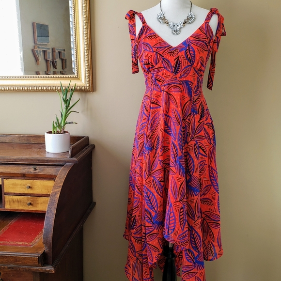 Alexis for Target Botanical Tie Shoulder Dress L - Picture 4 of 15